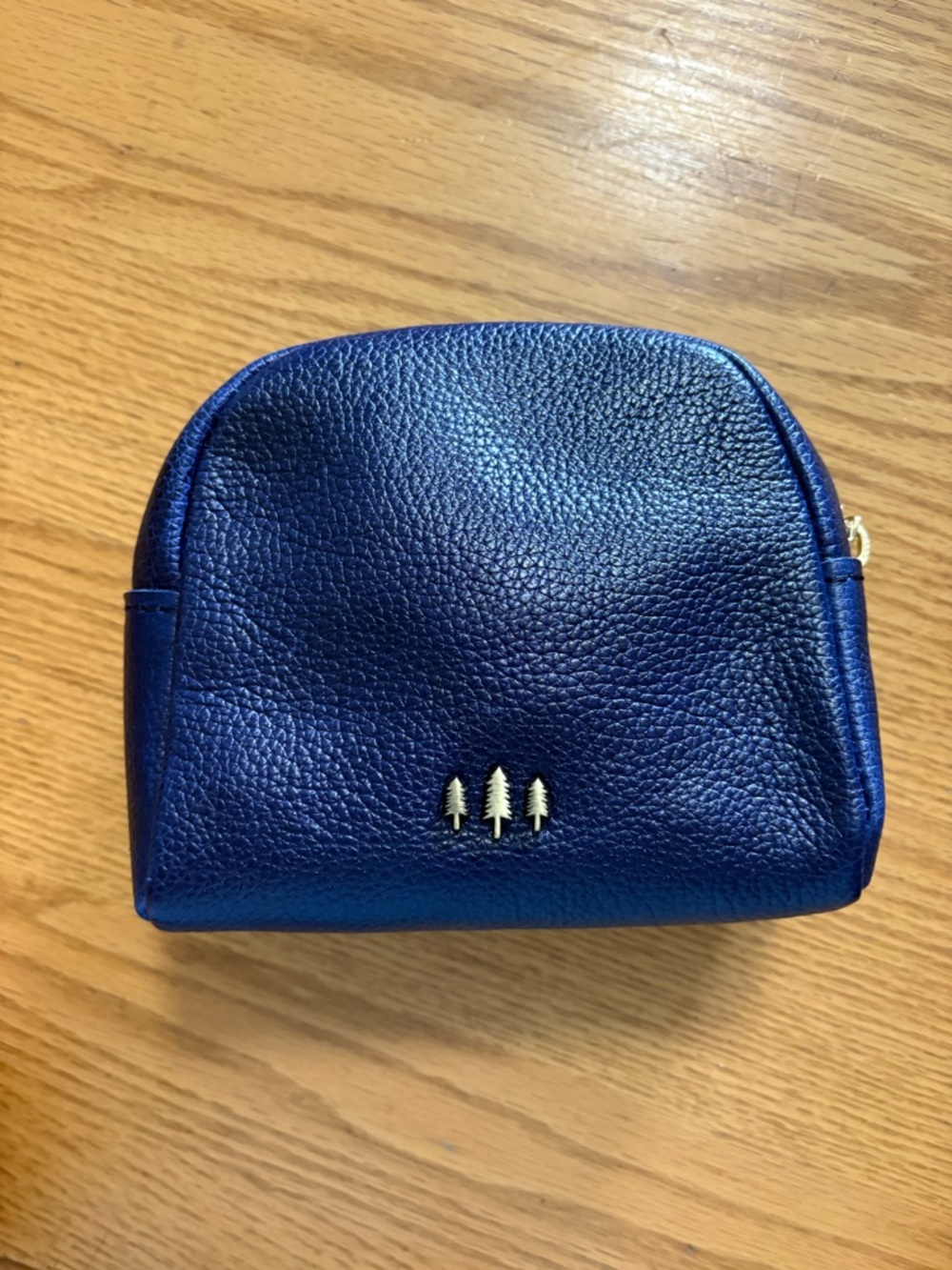 Portland Leather Cobalt Blue Leather Cosmetic Wonder Pouch with Gold Tree Accent